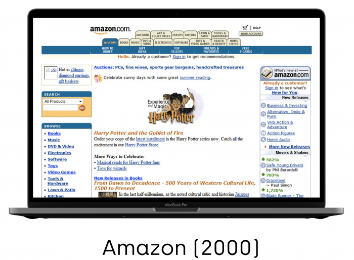 Amazon website in the year 2000